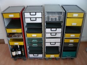 Airlinetrolley Zubehör: Zusätzliche Schubladen (Drawers) und Tablare (Trays), Airline Trolley Gläserrechen